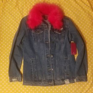 BOGO Distressed denim jacket with removable collar
